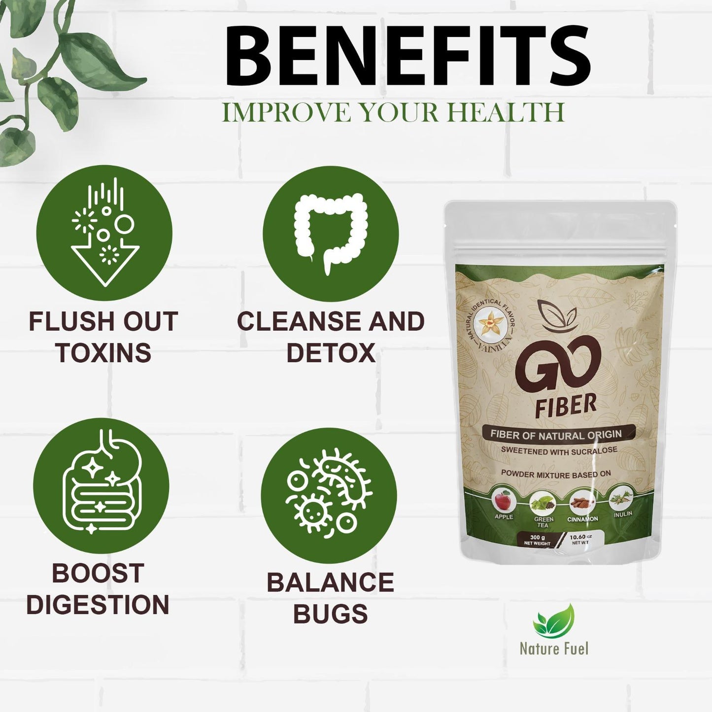 Go Fiber Natural Fiber Supplement | Vanilla Flavor for Digestive Health