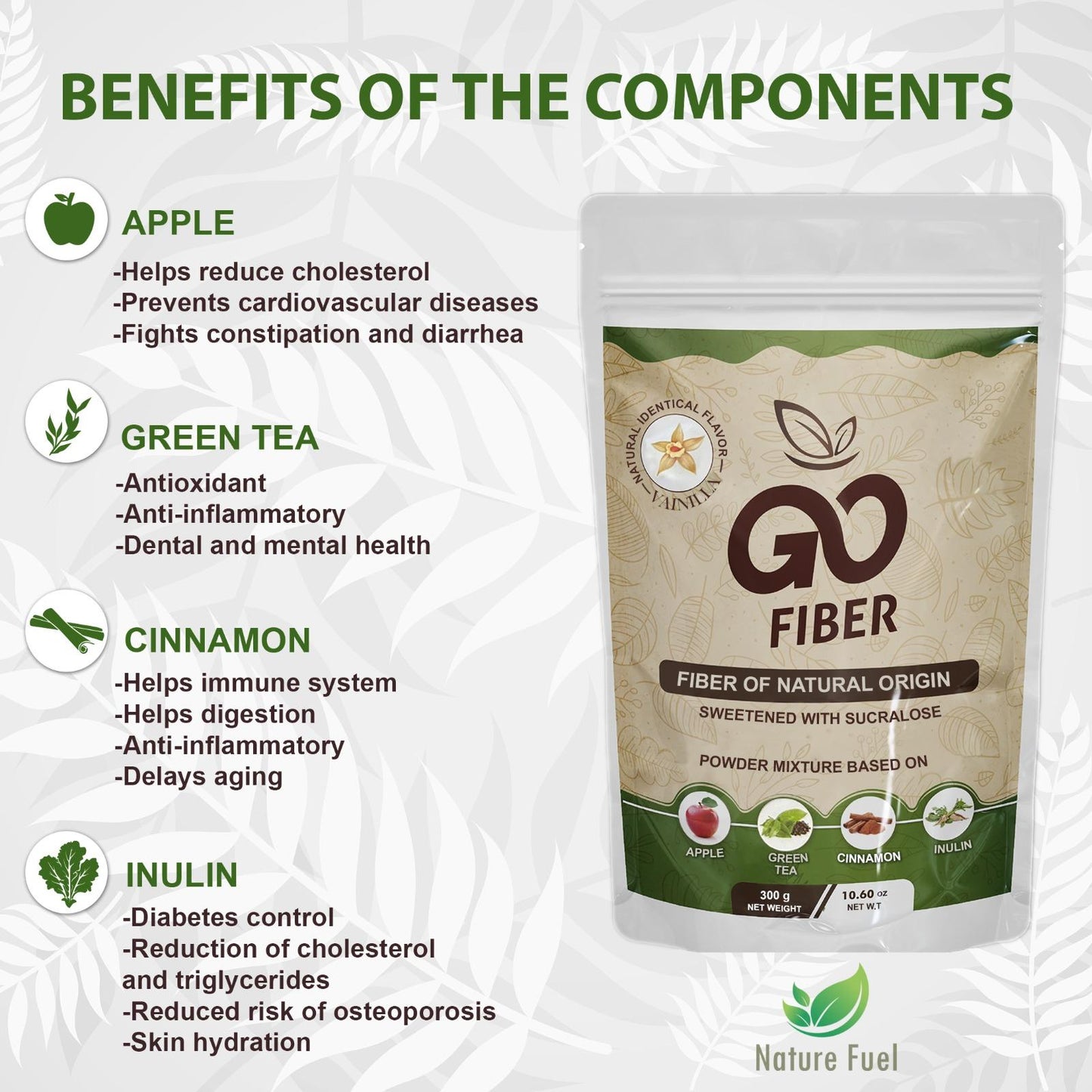 Go Fiber Natural Fiber Supplement | Vanilla Flavor for Digestive Health