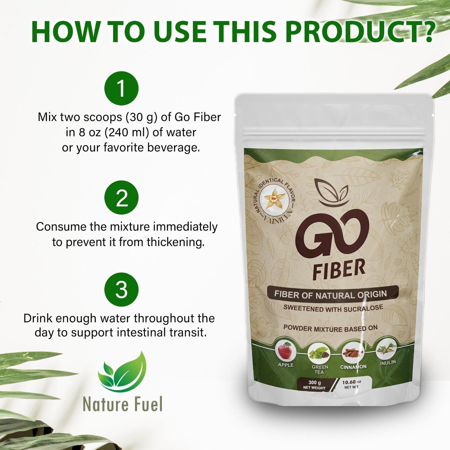 Go Fiber Natural Fiber Supplement | Vanilla Flavor for Digestive Health