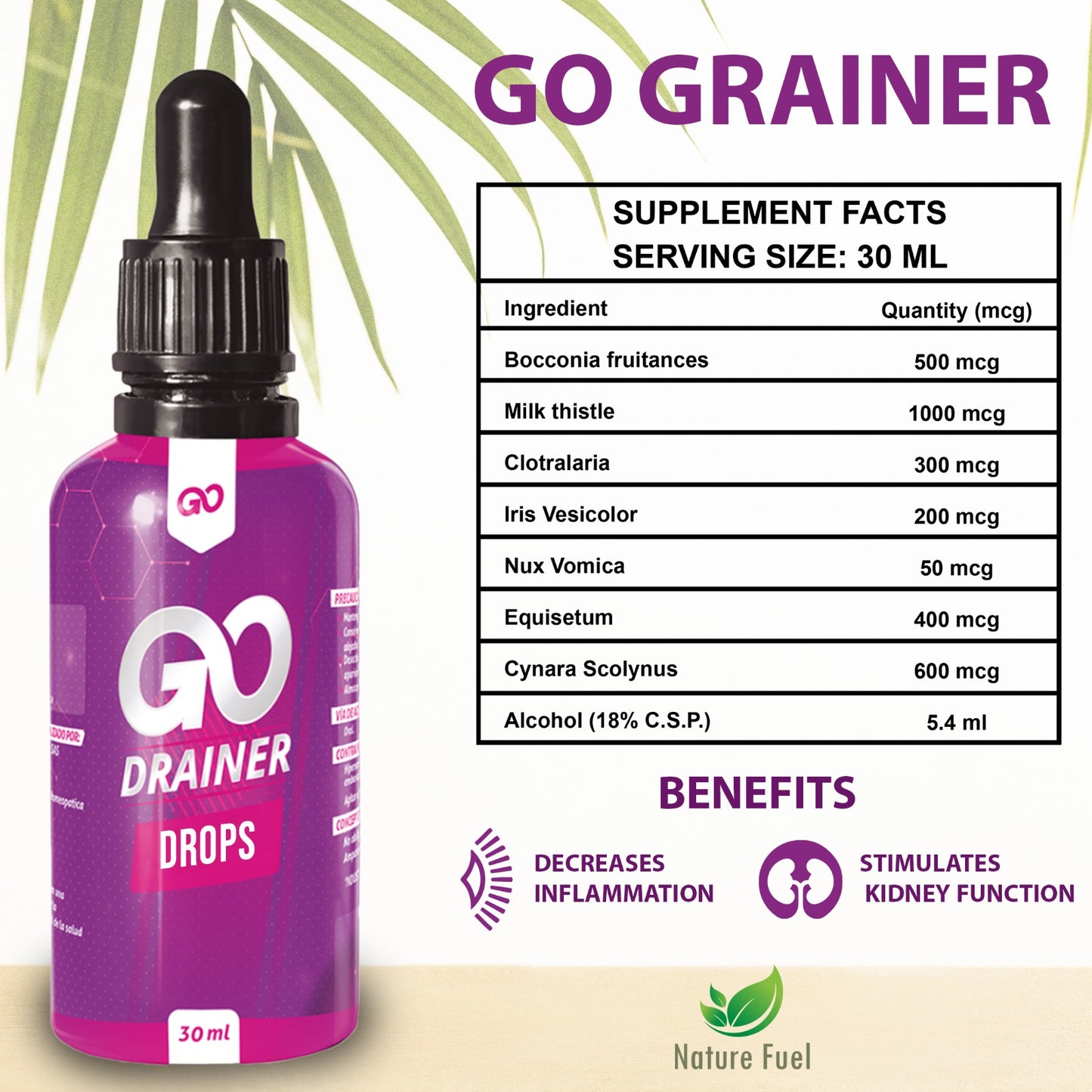 Go Drainer Natural Drops | 30ml Flower Extract Dietary Supplement