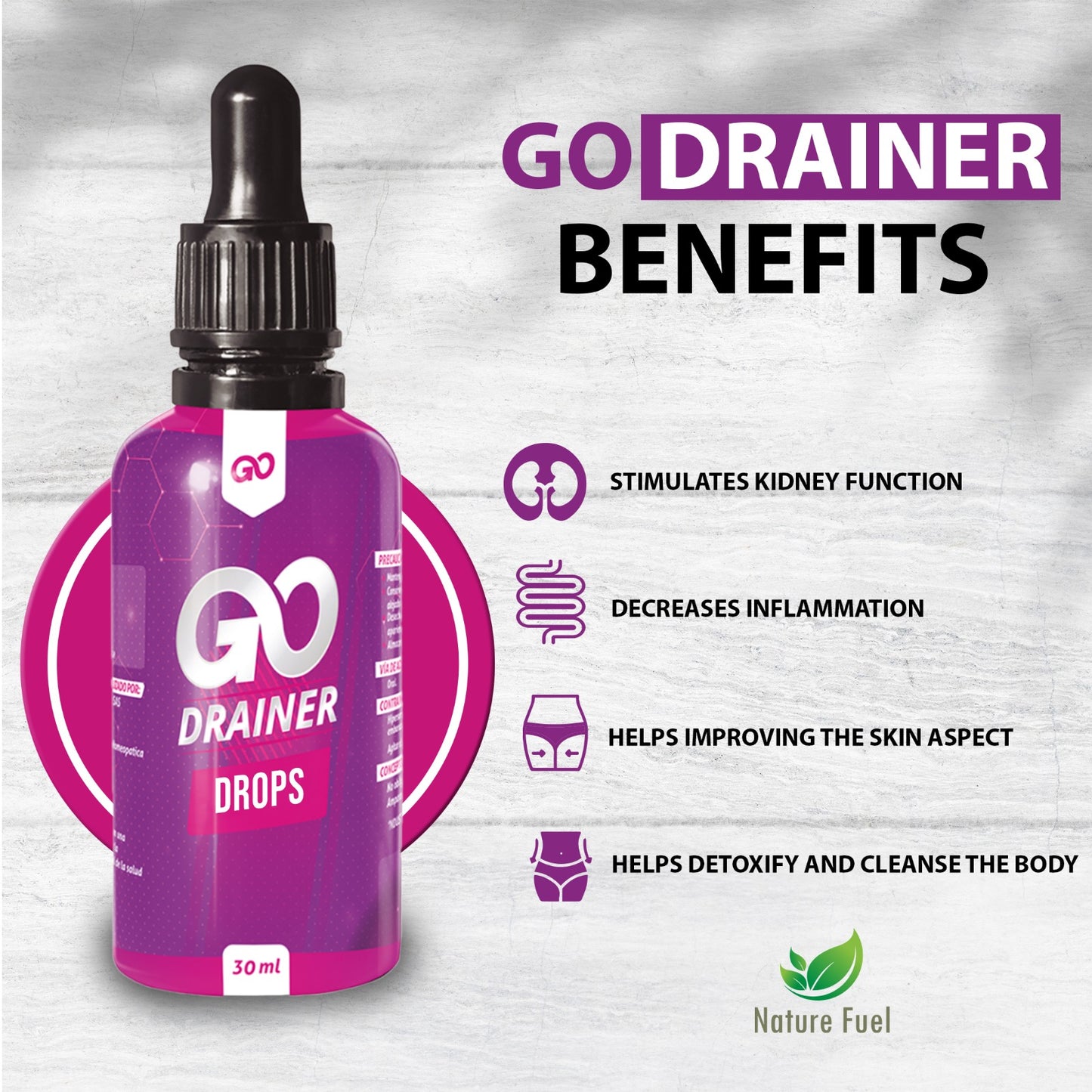 Go Drainer Natural Drops | 30ml Flower Extract Dietary Supplement