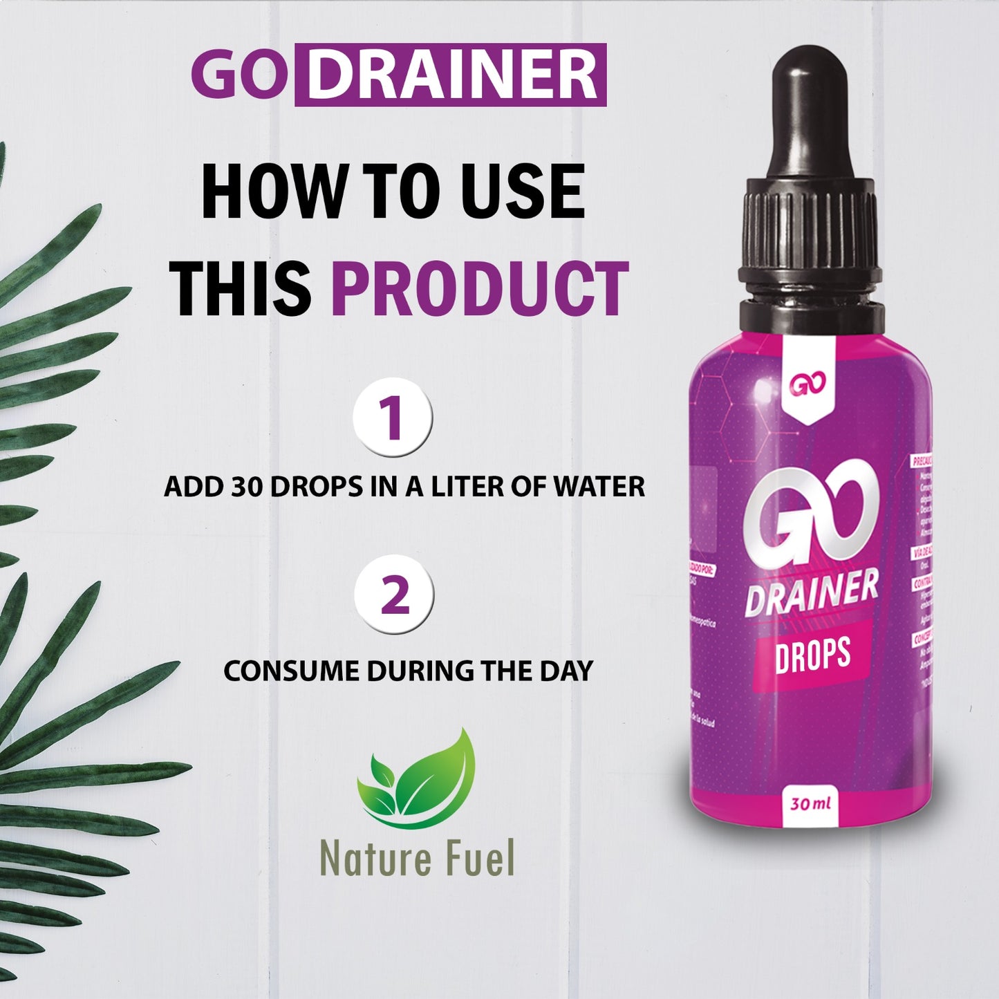 Go Drainer Natural Drops | 30ml Flower Extract Dietary Supplement
