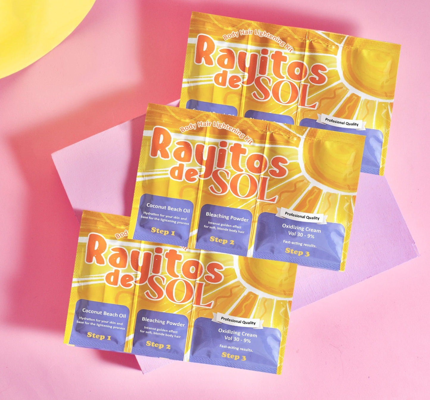 Rayitos de Sol Body Hair Lightening Kit – Gentle Bleaching System with Coconut Oil, Bleaching Powder, Oxidizing Cream & Brush | Fast, Safe & Skin-Friendly Results