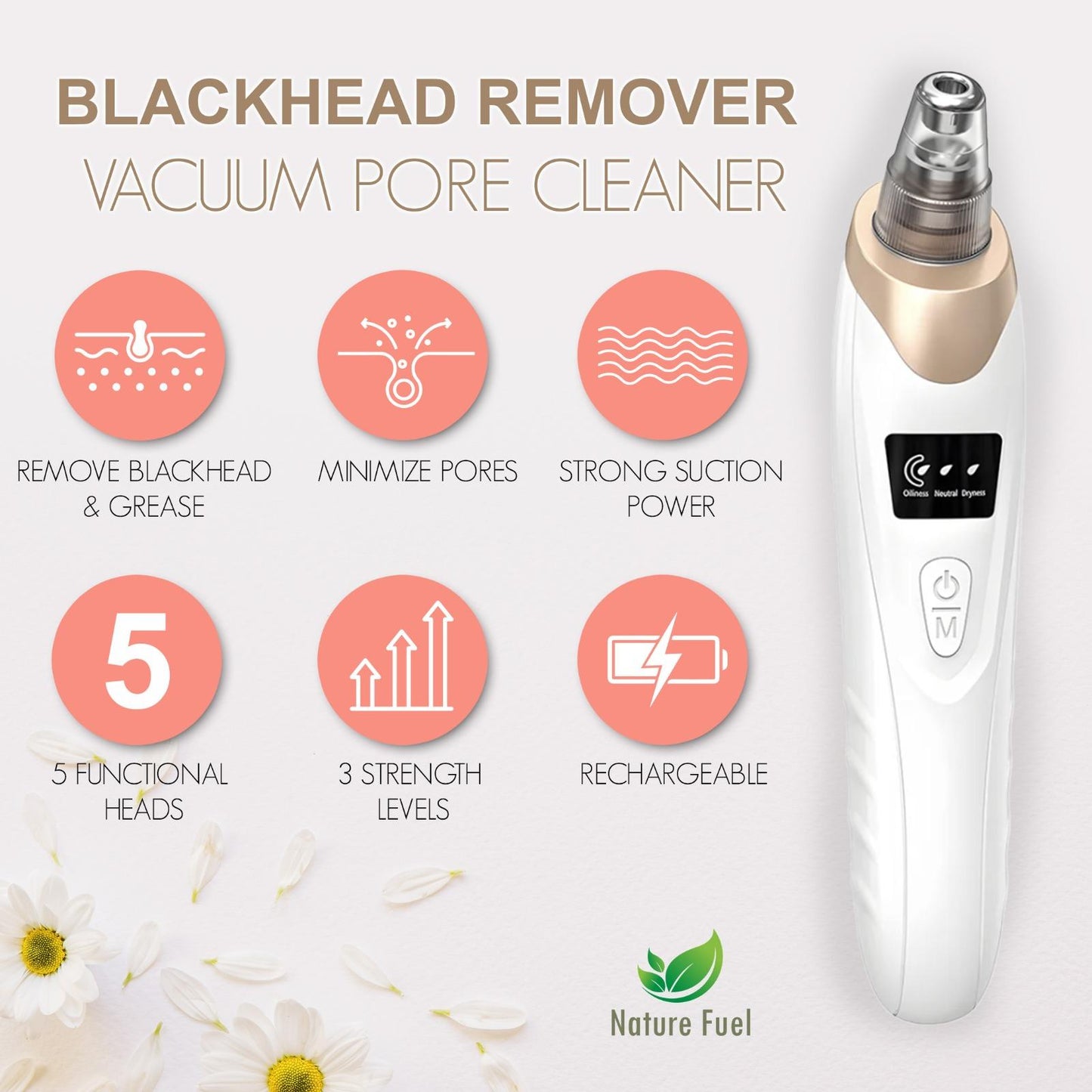 Blackhead Remover Vacuum | 5 Suction Levels, USB Rechargeable