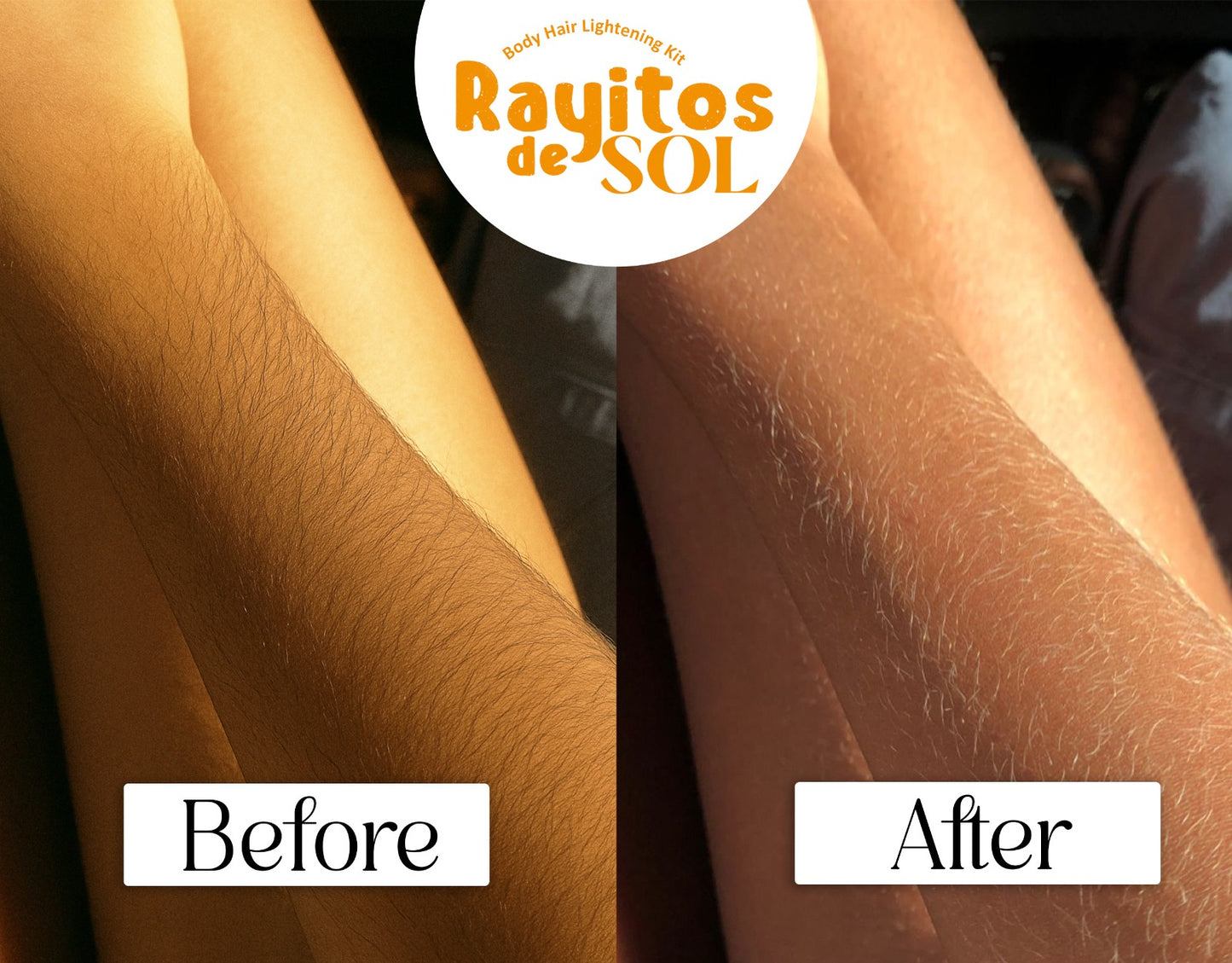 Rayitos de Sol Body Hair Lightening Kit – Gentle Bleaching System with Coconut Oil, Bleaching Powder, Oxidizing Cream & Brush | Fast, Safe & Skin-Friendly Results