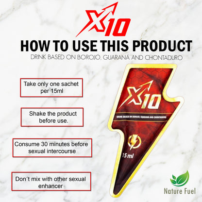 X10 Natural Enhancement Supplement | 7-Pack Energy & Stamina Booster (15ml)