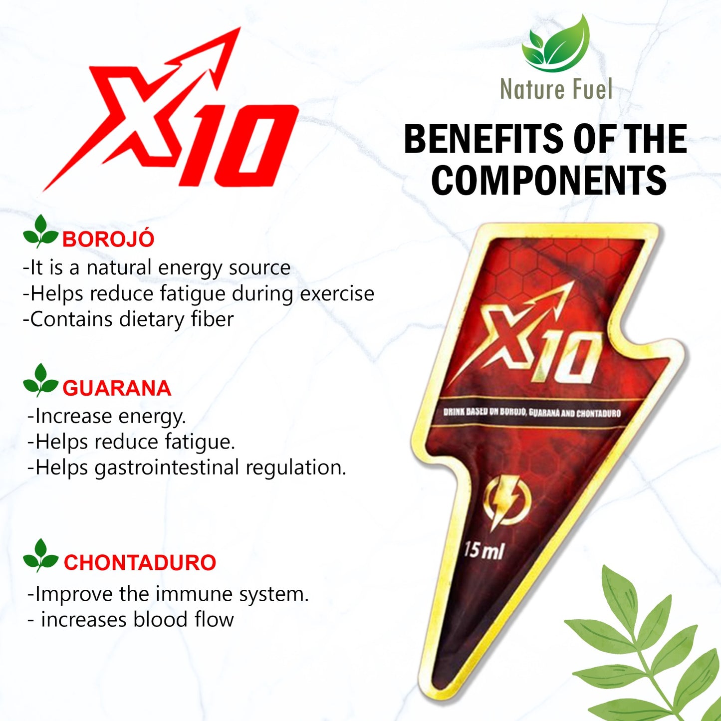 X10 Natural Enhancement Supplement | 7-Pack Energy & Stamina Booster (15ml)