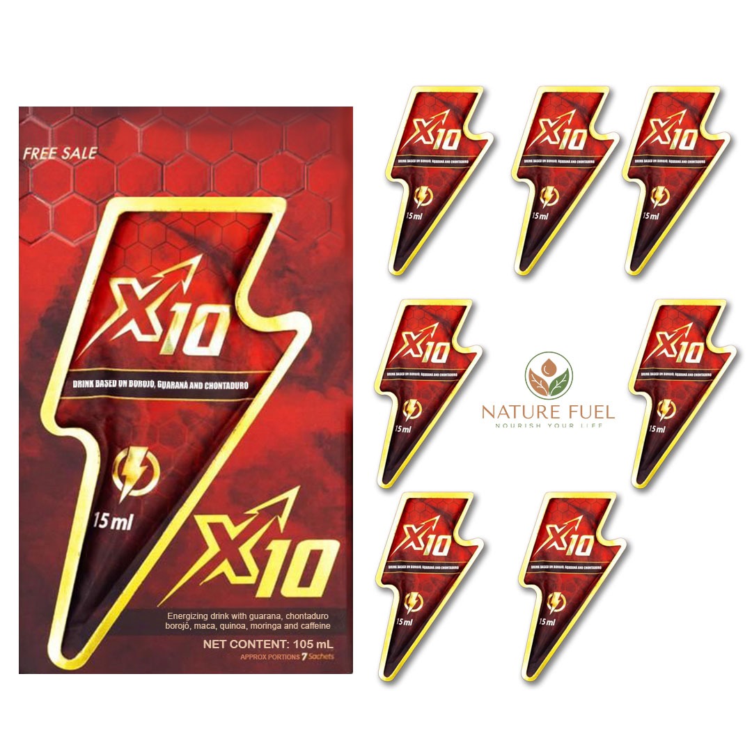 X10 Natural Enhancement Supplement | 7-Pack Energy & Stamina Booster (15ml)