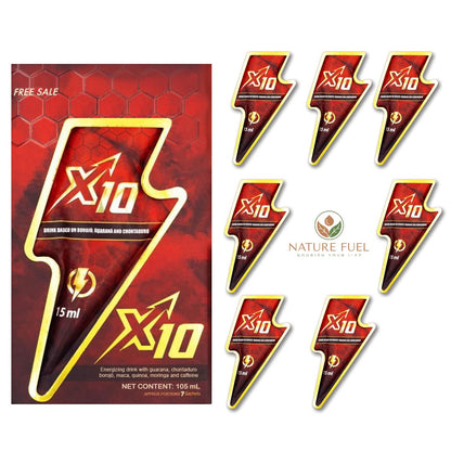 X10 Natural Enhancement Supplement | 7-Pack Energy & Stamina Booster (15ml)