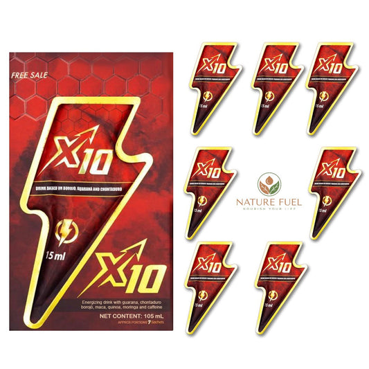 X10 Natural Enhancement Supplement | 7-Pack Energy & Stamina Booster (15ml)