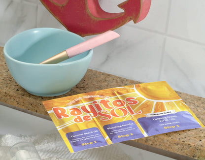 Rayitos de Sol Body Hair Lightening Kit – Gentle Bleaching System with Coconut Oil, Bleaching Powder, Oxidizing Cream & Brush | Fast, Safe & Skin-Friendly Results