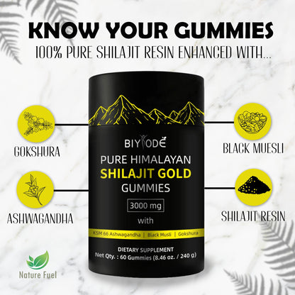 Pure Himalayan Shilajit Gummies | 60 Ct Natural Vitality Supplement