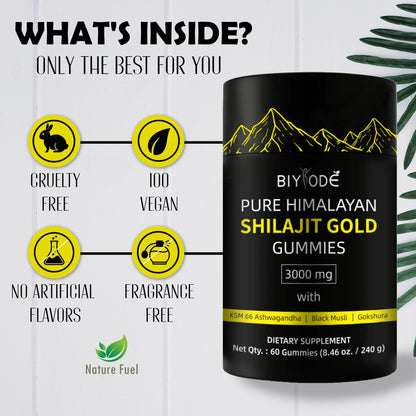 Pure Himalayan Shilajit Gummies | 60 Ct Natural Vitality Supplement