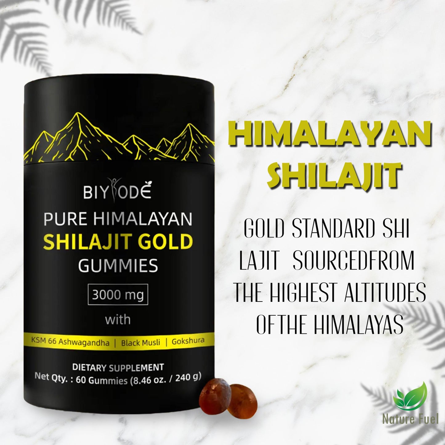Pure Himalayan Shilajit Gummies | 60 Ct Natural Vitality Supplement