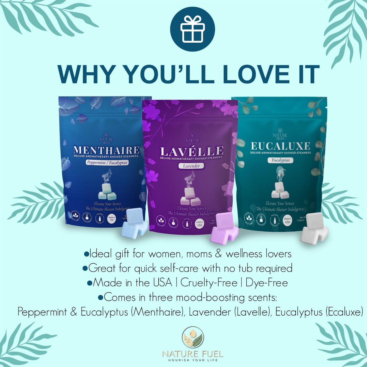 Nature Bliss Shower Steamers | 3 Scents Spa Tablets