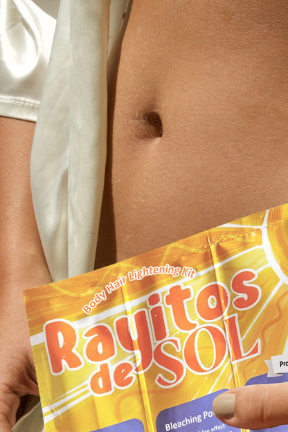 Rayitos de Sol Body Hair Lightening Kit – Gentle Bleaching System with Coconut Oil, Bleaching Powder, Oxidizing Cream & Brush | Fast, Safe & Skin-Friendly Results
